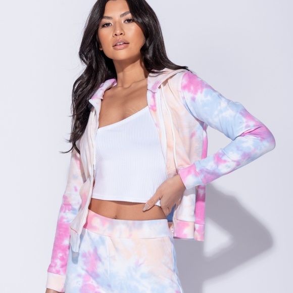 Parisian Jackets & Blazers - Tie Dye Groovy Kind of Love Zip Up Hoodie